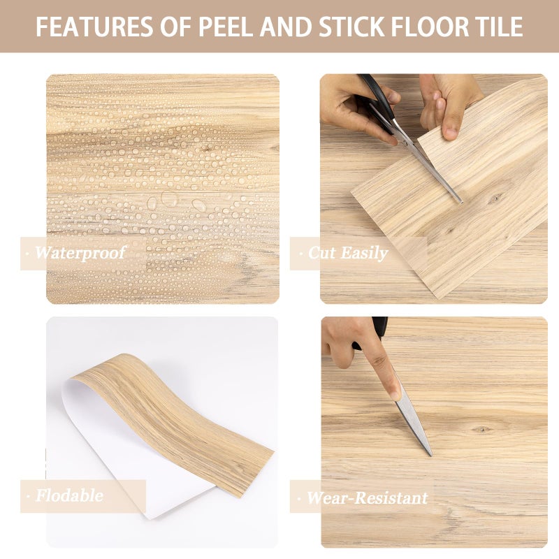 Dureidos Peel and Stick Floor Tile  10-Pack 15 Sq.Ft  Peel and Stick Flooring Waterproof and Easy to Clean  Natural Wood Grain Look Vinyl Flooring  Self Adhesive and Removable for Bathroom Kitchen - Image 3